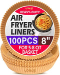 Air Fryer Liners | 100pcs Non-Stick Parchment Paper for 5-8 Qt Air Fryers - 8 Inch Round, Oil Resistant