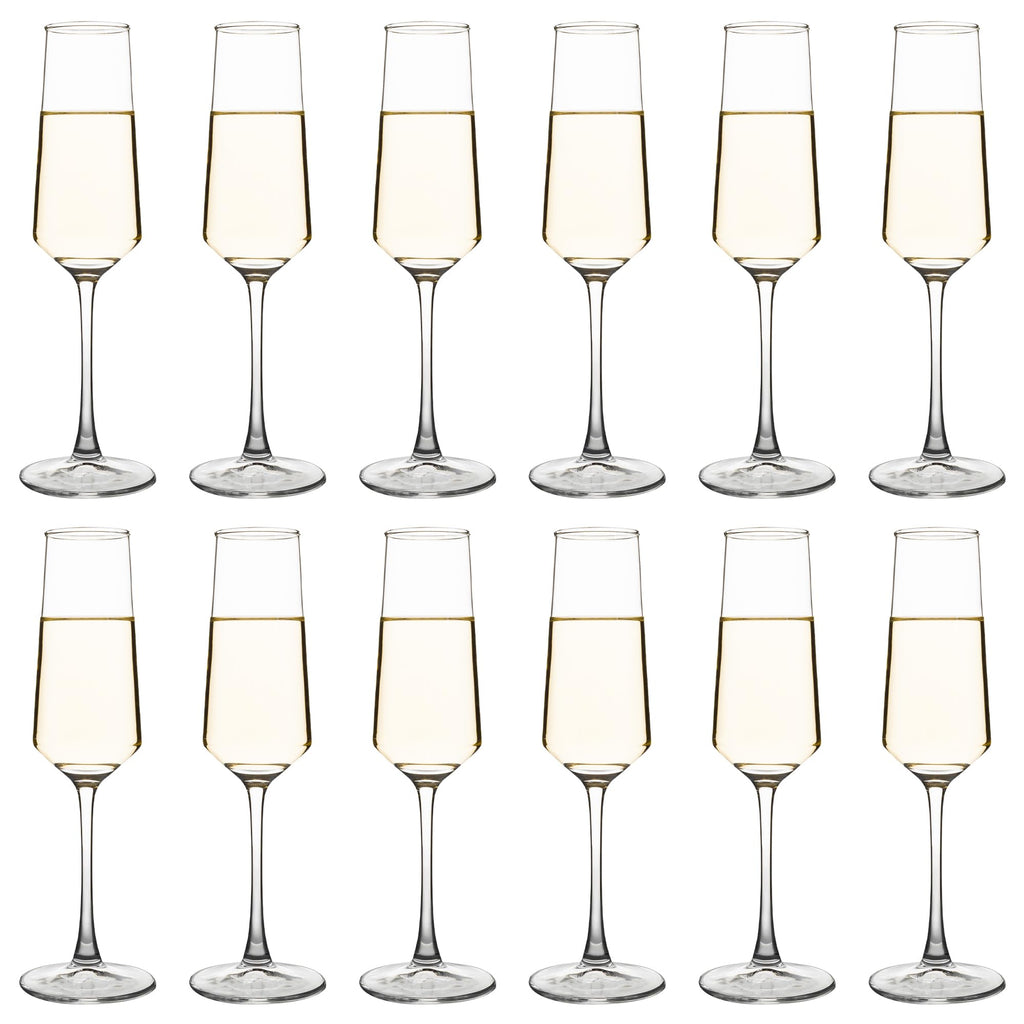 YANGNAY Champagne Flutes Set of 12, 7.5 oz Stemmed Champagne Glasses, Sparkling Wine Glasses for Party, Clear