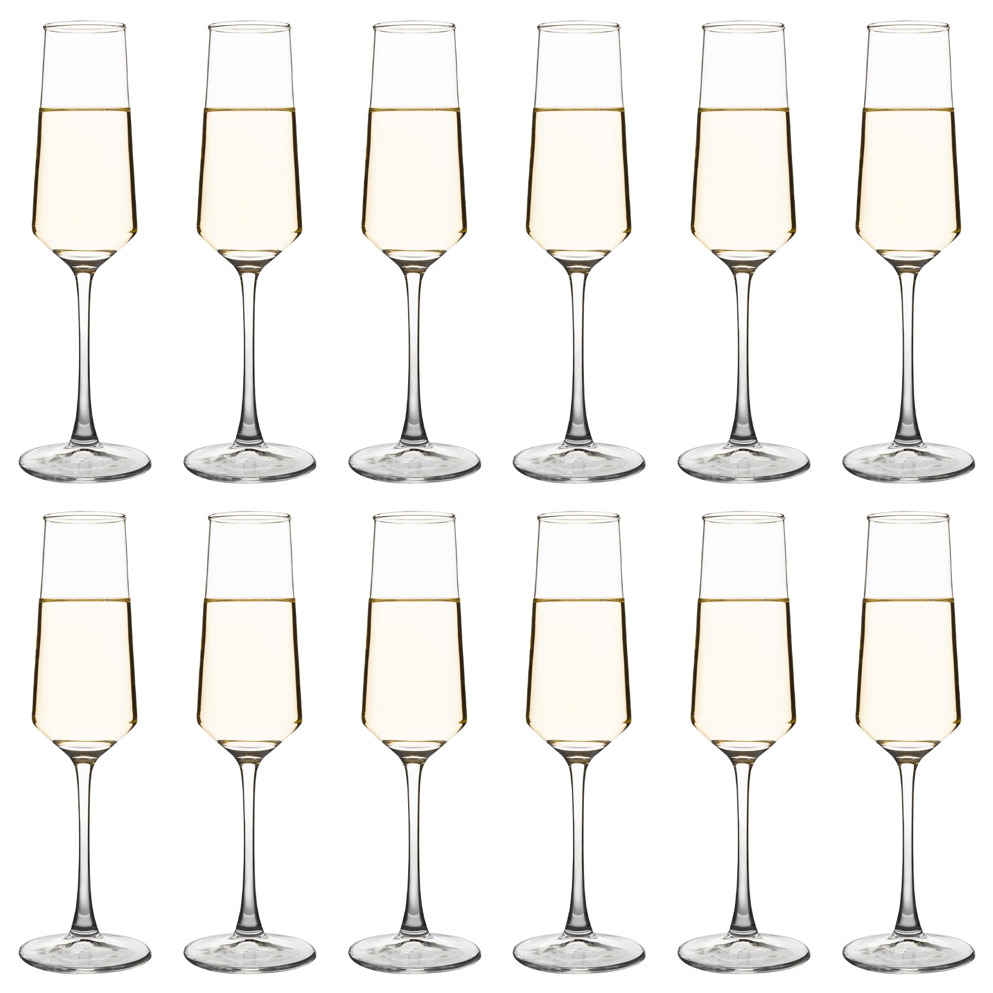 YANGNAY Champagne Flutes Set of 12, 7.5 oz Stemmed Champagne Glasses, Sparkling Wine Glasses for Party, Clear