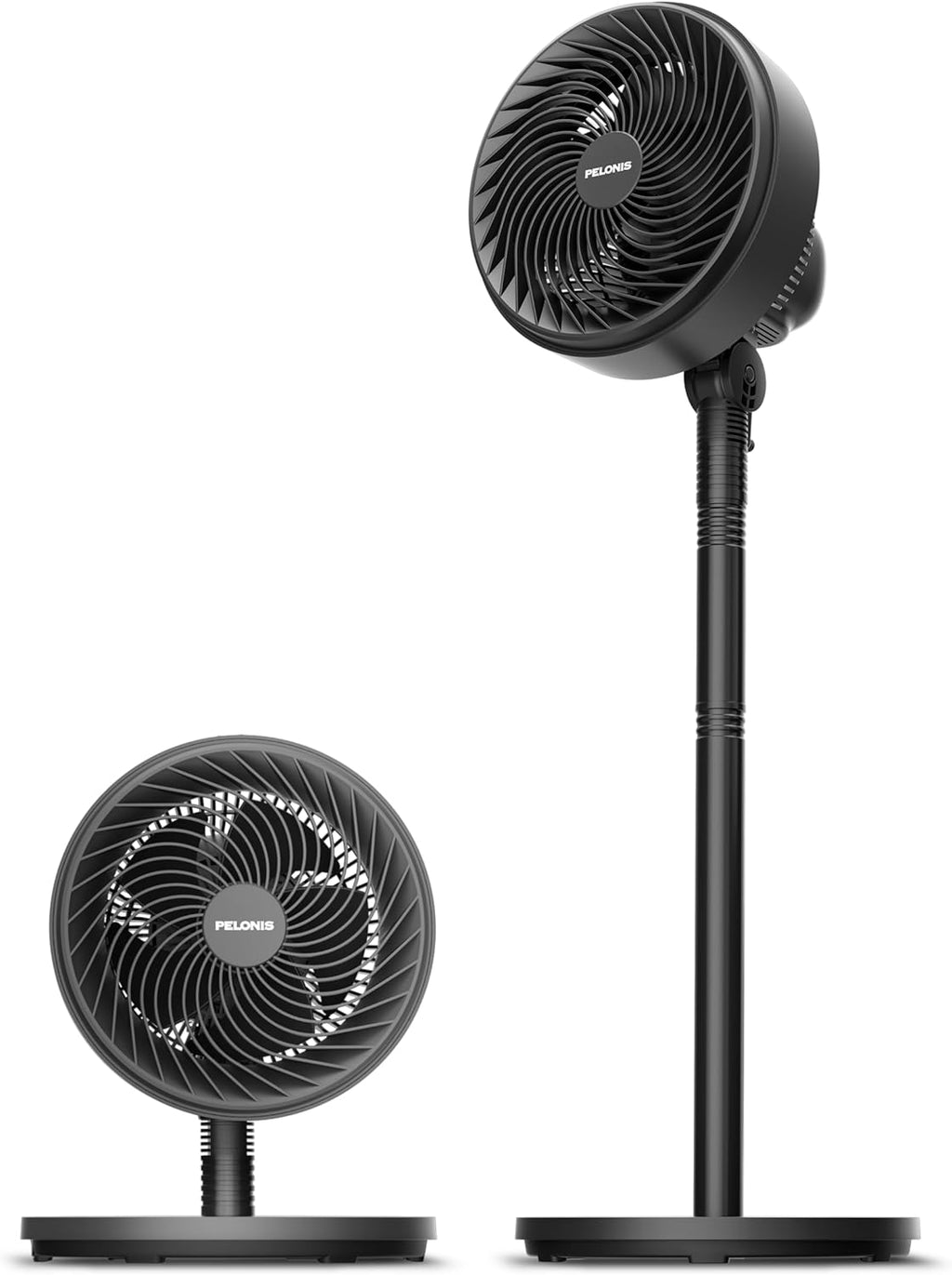 Pelonis 7-Inch Oscillating Pedestal Fan - 3 Speeds, Adjustable Height, Quiet 5-Blade Design for Home & Office