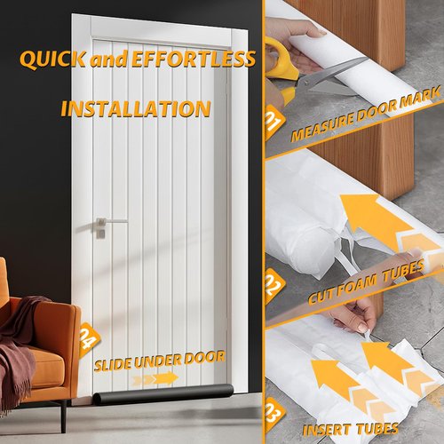 MAXTID Large Door Draft Stopper for Bottom of Door 30 Inch Under Door Draft Blocker Door Gap Filler Weather Stripping Adjustable Double Door Sweep Door Draft Guard Window Seal Black