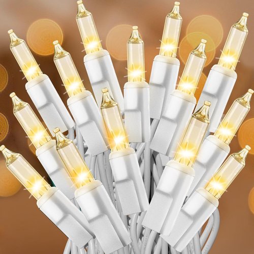 Clear Christmas Lights - 33FT Warm White Mini Lights with 100 Incandescent Bulbs | Indoor & Outdoor Holiday Decor