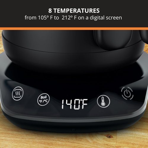 KRUPS Gooseneck Electric Kettle: 1L Stainless Steel, 1350W Fast Boiling, Boils 1 Cup in 80 Seconds, Temperature Control with 8 Presets, 60-Min Keep Warm, Precision Pour for Coffee and Tea