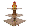 Beistle Tiki Torch Cupcake Stand Cake Holder Display, 15.25" x 11.25", Brown/Tan/Orange/Yellow