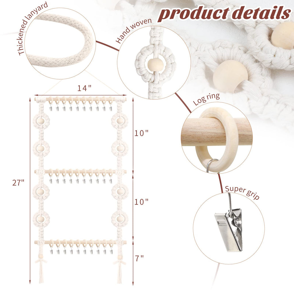 POVETIRE Baby Headband Holder, Hair Bows and Accessories Storage Organizer, Wall Hanging Decor for Nursery Toddler Girls Room (Beige-1)