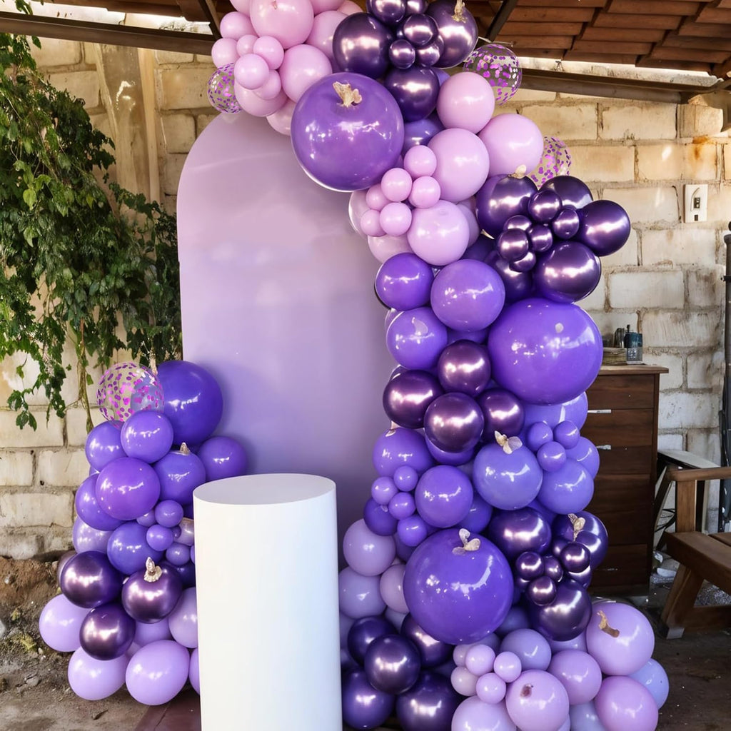 Skiennix Pink & Purple Balloons - Metallic Confetti Latex for Birthday & Wedding Decor