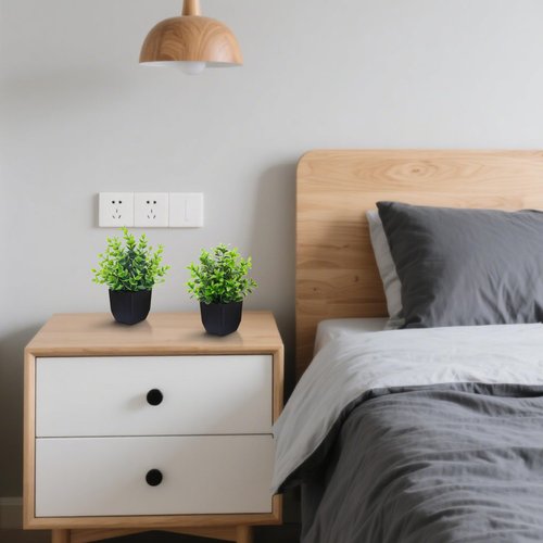 Der Rose 4 Pack Black Bathroom Decor Fake Plants Mini Artificial Greenery Potted Plants for Halloween Decor Indoor Office Table Room Farmhouse Decor