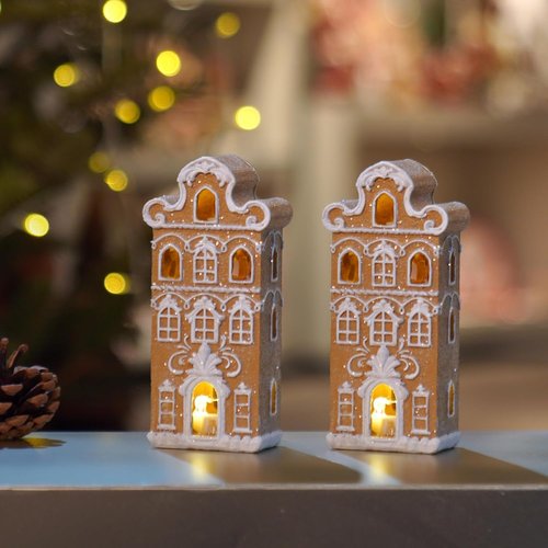 Cynkeyee Gingerbread House | Indoor Christmas Decorations - Resin Village Decor Gift for Women, 2.5x2x5.5 Inch