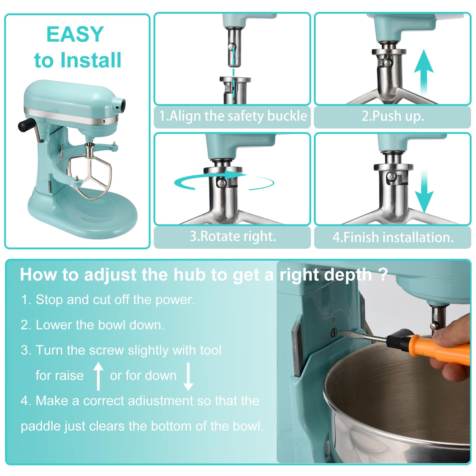 Flat Beater Compatible with KitchenAid 5-6 Quart Bowl-Lift Stand Mixer, airkitrep Polished Stainless Steel Paddle Attachment Replacement for Kitchen Aid Stand Mixers, Heavy Duty and Dishwasher Safe