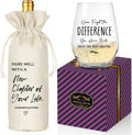 New Job Gifts Wine Glass, Farewell Gifts for Coworkers Women Men, Funny New Job Glass and Wine Bag Set, Going Away Gift for Friends Boss Colleague, Pairs Well With a New Chapter of Your Life