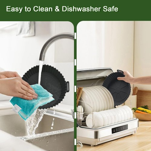 Komzon 3 Pack Air Fryer Silicone Liners, 8Inch Airfryer Liners, AirFryer Basket Liner, Reusable Food Grade Air Fryers Basket Pots Oven Liner Baking Tray, Air Fryer Silicone Mat Accessories Kitchen