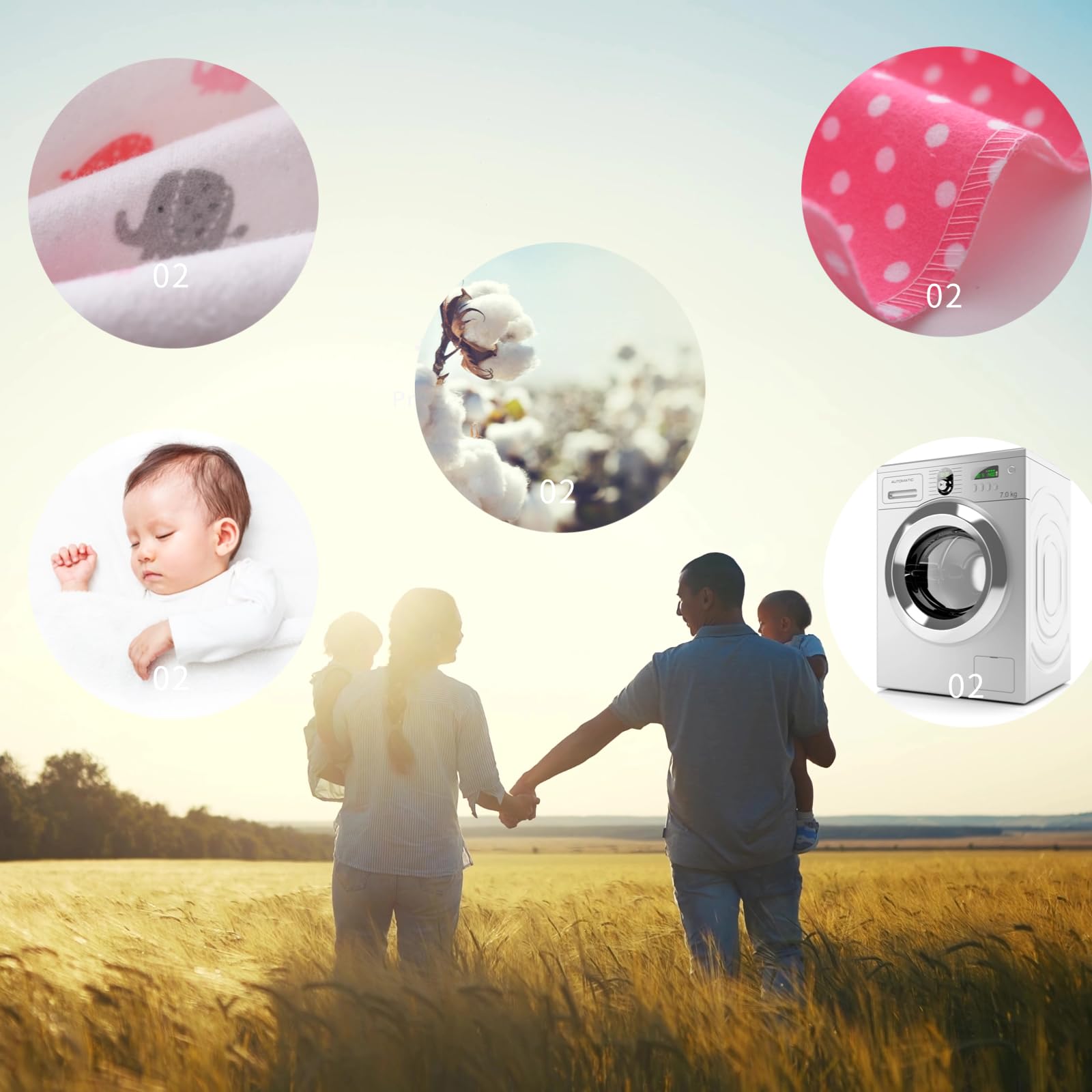 Waoot Kdet Cotton Flannel Receiving Blankets 4 Pcs, Baby Swaddle Blankets, Infant Flannel Blanket 30 X 40 Inch for Boy Girl (Style2)