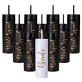 10 Pack Skinny Tumbler | 16 oz Bride & Squad Tumblers | Bachelorette Party Cups | Engagement Wedding Gifts Bridesmaids Mugs Bachelorette Party Supplies & Games (Black)
