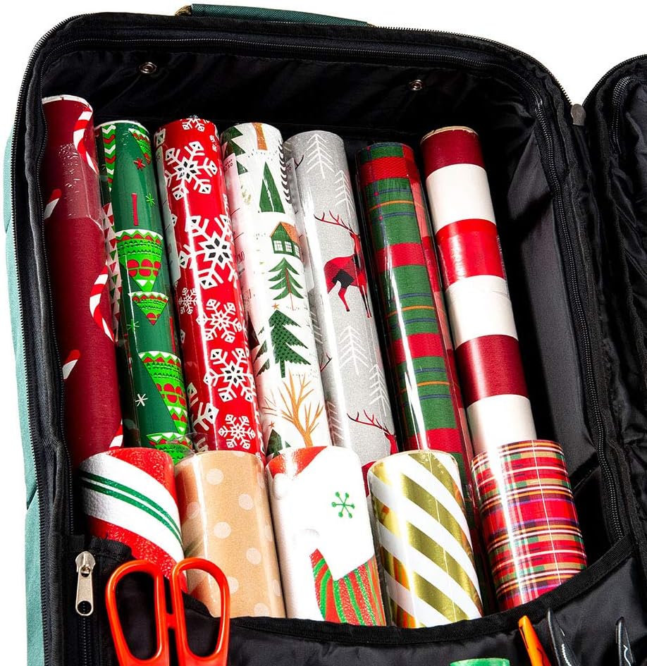 TreeKeeper Gift Bag Wrap & Craft Organizer - Stores 14 Rolls of 40-Inch Wrapping Paper & 6 XL Ribbons