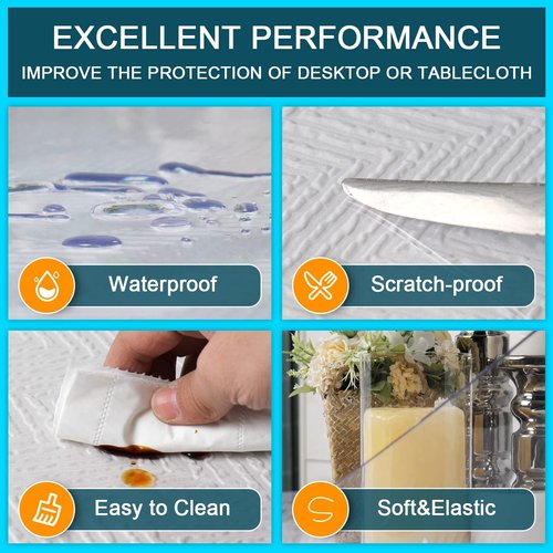 38x96 inch PVC Vinyl Table Pad for Coffee Conference Table Kitchen Countertop Cover Clear Plastic Table Top Cloth for Dinner Buffet Wedding Birthday Party Table Water Heat Resistant Non-slip Dustproof