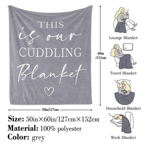 Pubrave Gifts for Her/Him/Girlfriend/Boyfriend/Wife/Husband, Anniversary Christmas Wedding Engagement Gifts for Couples/Women/Men, Romantic Couple Cuddling Blanket Grey 60x50in