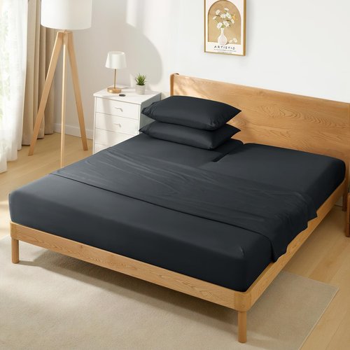 Horbaunal Dark Grey Split Head King Sheet Set - 4 Pieces Flex Top King Sheets for Adjustable Beds - Fits Mattress up to 16" Deep - Soft Microfiber Bed Sheets with 34" Split Flex Head