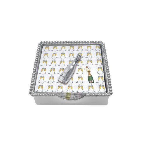 Mariposa Champagne Beaded Napkin Box