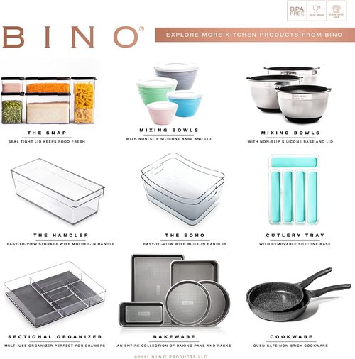 BINO 5-Slot Silverware Organizer - Plastic Utensil Tray with Grip Lining | Light Grey Kitchen Storage