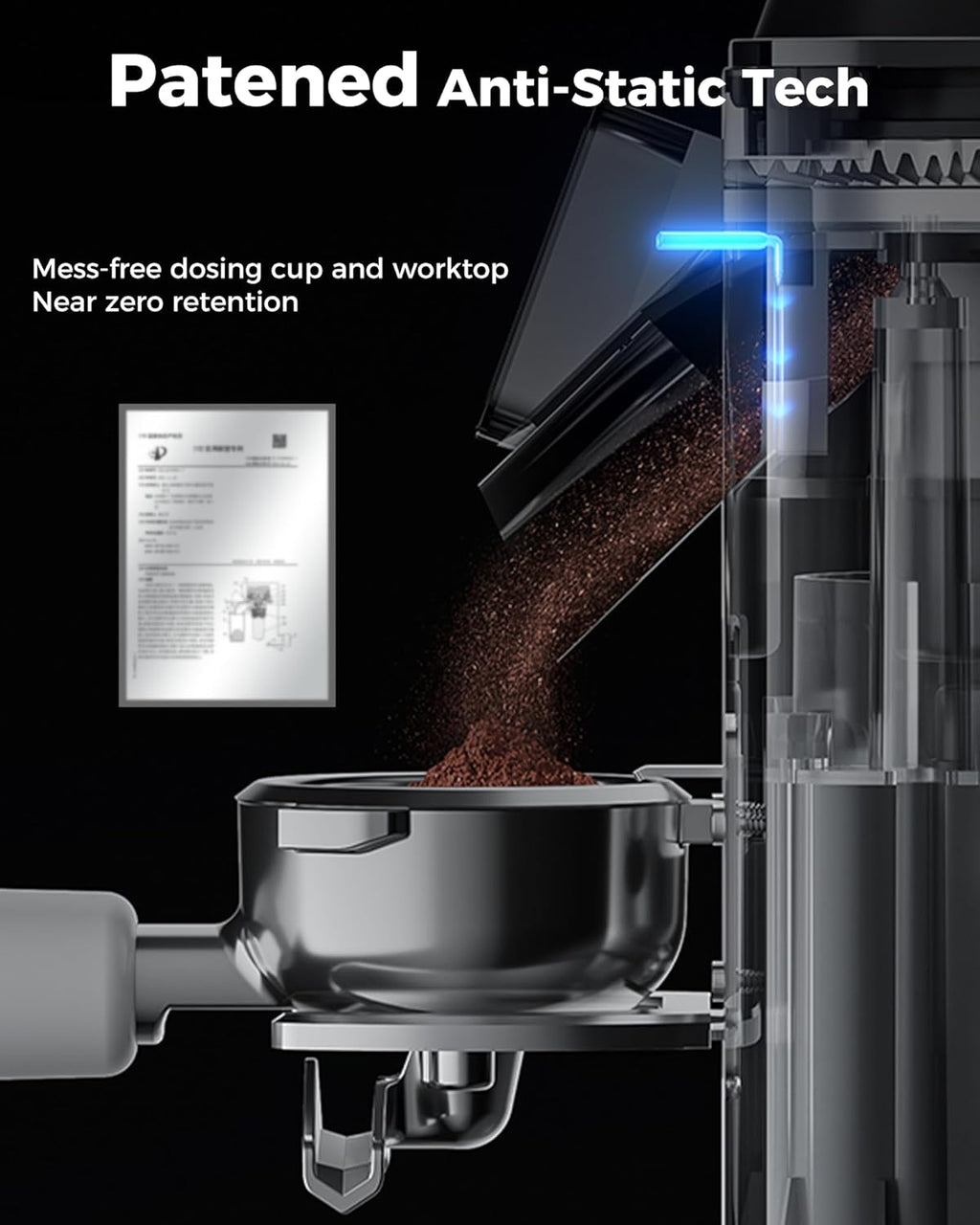 Tuni G1 Conical Burr Coffee Grinder - 48 Grind Settings & Precision Timer | Stainless Steel, Silver
