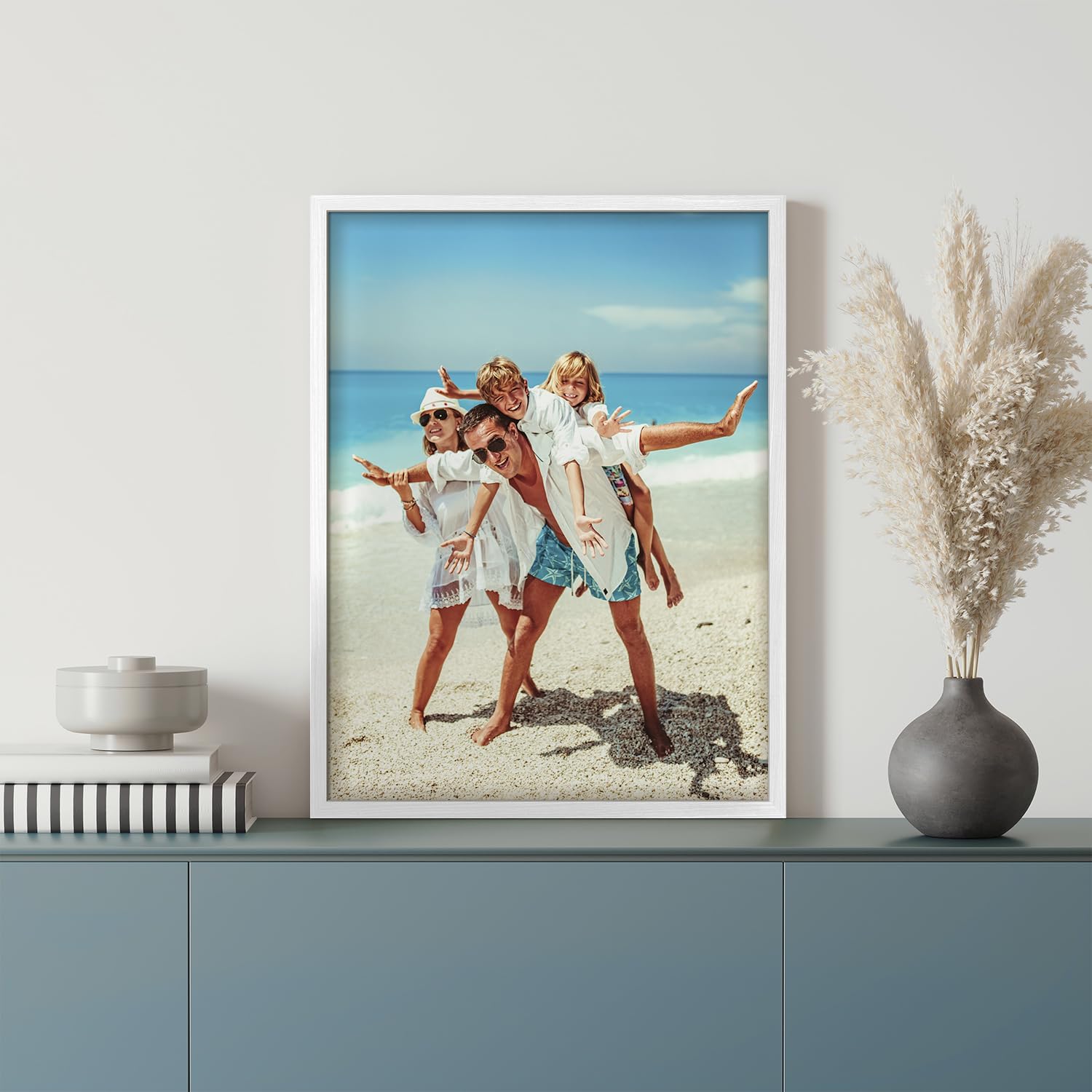 Wall26 Custom Framed Canvas Poster Art - Ready to Hang Home Decor for Living Room & Bedroom | 8"x10" White