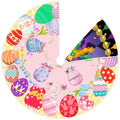 Sozize 36 Inch Easter Tree Skirt Mardi Gras Tree Skirt Double Sided Mat with Masquerade Mask Feather Easter Bunny Eggs Pattern Christmas Tree Skirt for Holiday Decoration