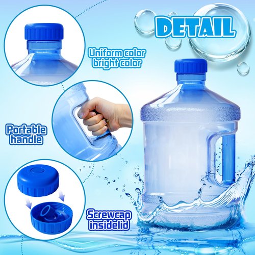 Alaeseje 2 Pieces Round Plastic Water Jug,1 Gallon Water Bottle with Handle and Screw Cap,Large Reusable Leak Proof Bottle for Camping,Outdoor Travel,Gym