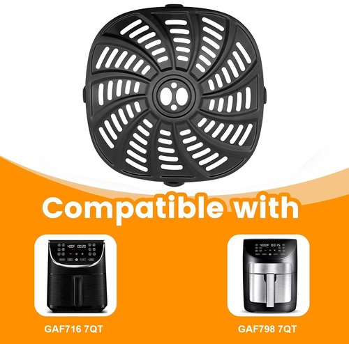 Air Fryer Grill Pan for Gourmia GAF716 GAF798 7QT AirFryer, Nonstick 8.97''*8.97'' Air Fryer Replacement Parts Accessories Rack Tray Grill Plate Crisper Plate，Dishwasher Safe
