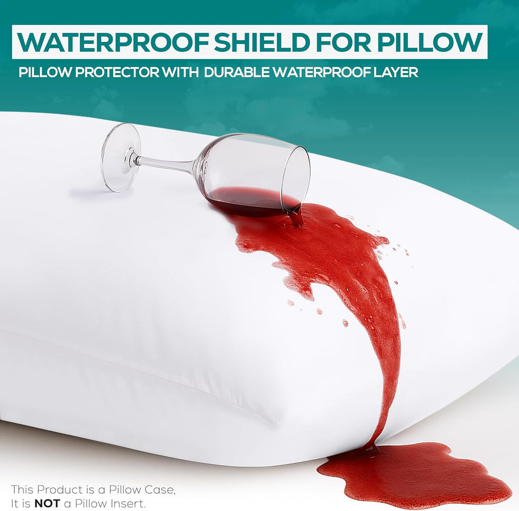 Utopia Bedding Pillow Protectors - Queen Size Zippered, Waterproof & Dust Mite Proof (Set of 2, White)