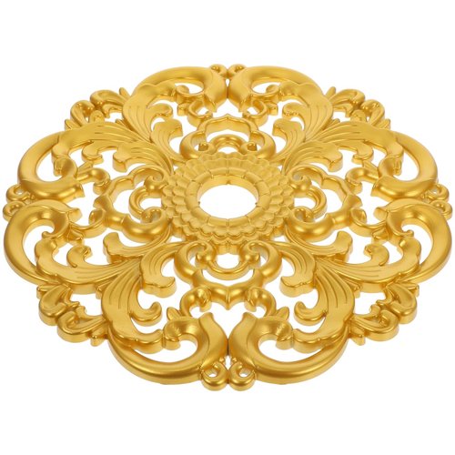 Amosfun Gold Ceiling Medallion 12 Inch European Style Hollow Carved Round Base for Chandelier Home Lighting Fixtures for Living Room and Bedroom