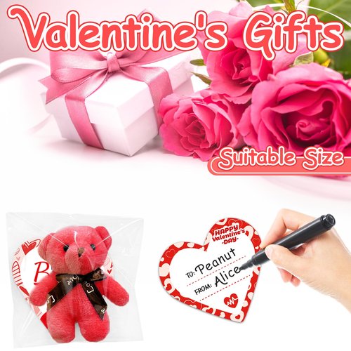 Haayeicai 30 Pack Valentine Day Mini Plush Animals Toys,Valentine's Day Gifts for Kids,Cute Stuffed Animals Toys with Heart Cards for Kids,School Prizes,Valentine's Day Party Supplies