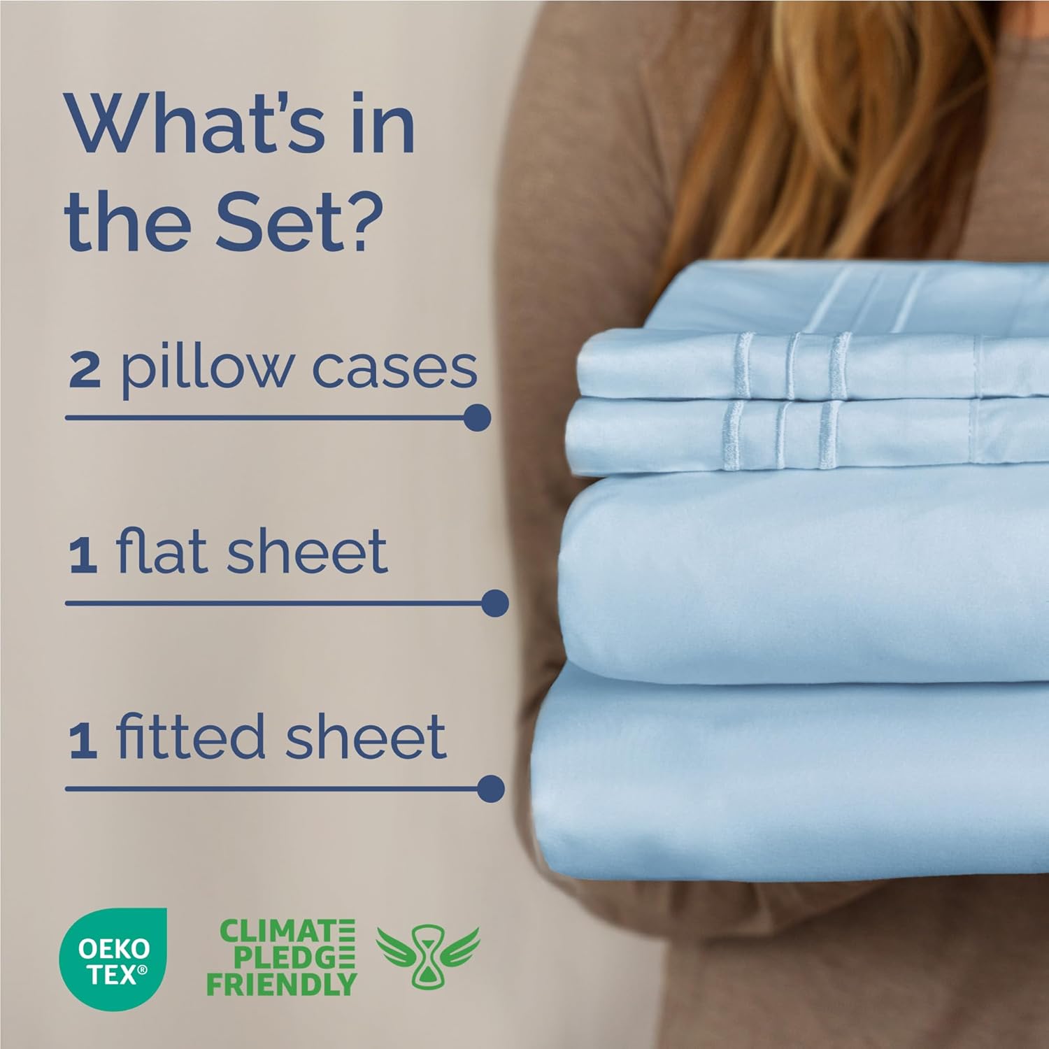 Skiennix Full Size 4-Piece Sheet Set - Comfy Cooling Bed Sheets | Luxury Hotel Quality - Deep Pockets, Soft & Wrinkle-Free - Light Blue