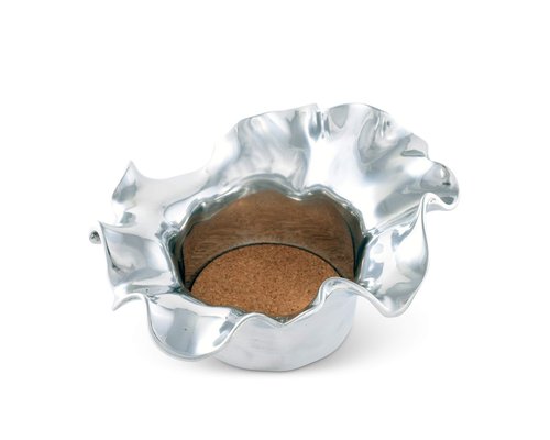 Arthur Court Carmel Pattern Wine Coaster/Holder Modern Artisan Metal 7 inch Diameter 3 inch Tall