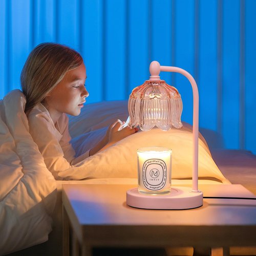 MEIXISUE Pink Candle Warmer Lamp with Timer and Dimmer,Mother's Day Gifts for Mom/Wife, Melt Wax Warmer Lamp with 2 Bulbs for Candle Jars House Warming New Home Decor