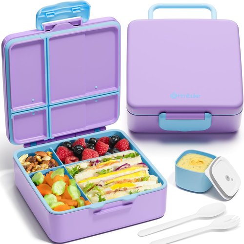 Fimibuke Bento Lunch Box - Leak Proof Toddler Container with 4 Compartments | BPA Free & Dishwasher Safe for Ages 3-12