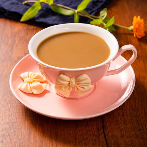 ICHAG Tea Cups and Saucers Set, Tea Cups Set of 6,18-Piece 8oz Vintage Porcelain Teacup and Saucer Set with Golden Spoon and Bowknot, Coffee Cup Set for Women's Tea Party, Home Office Gifts