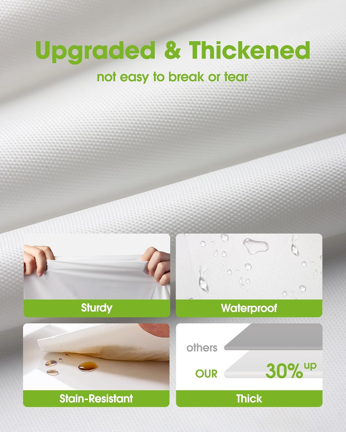 Pureegg Table Cloth Set - 8 Waterproof Disposable Tablecloths (54"x108") & 2 Decorative Cheesecloth Runners (35"x120") | Perfect for Parties, Picnics & Weddings in White & Sage