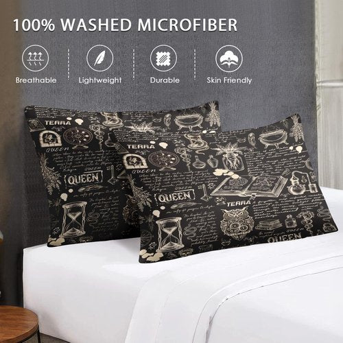 WeCozy Twin Size Comforter Set with Pillowcase, Gothic Goth Bat Chemistry Science Dark Academia Medieval Soft 2 Pcs Bedding for Kids and Adults Bedroom Bed Decor