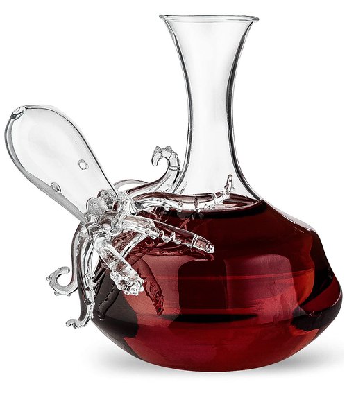 Octopus Tentacle Glass Decanter Handcrafted Decorative for Wine or Whiskey Antique Bronze Finish Statue and Glass Decanter Set 1000 ml, Extraordinary Detail, Kraken Sea - The Wine Savant