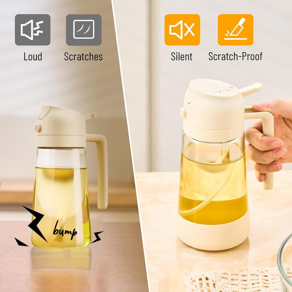 PARACITY Oil Dispenser Bottle - 2-in-1 Olive Oil Sprayer & Dispenser | 500ML White for Cooking & BBQ