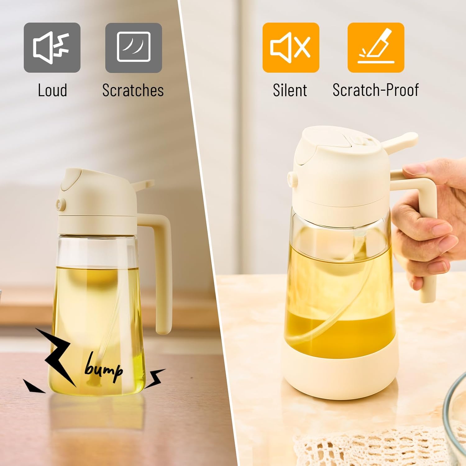 PARACITY Oil Dispenser Bottle - 2-in-1 Olive Oil Sprayer & Dispenser | 500ML White for Cooking & BBQ