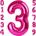 Numbers Balloon - 40 Inch Large Hot Pink Balloon for 3rd Birthday Party Decorations