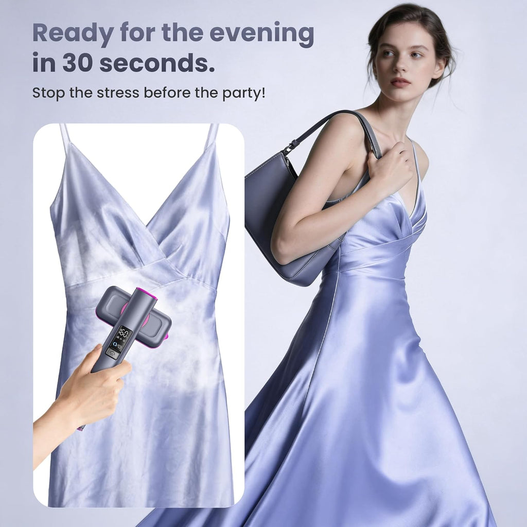Steamer Genie Handheld Garment Steamer - Portable Travel Steamer with 90° Rotation & 3 Gear Settings