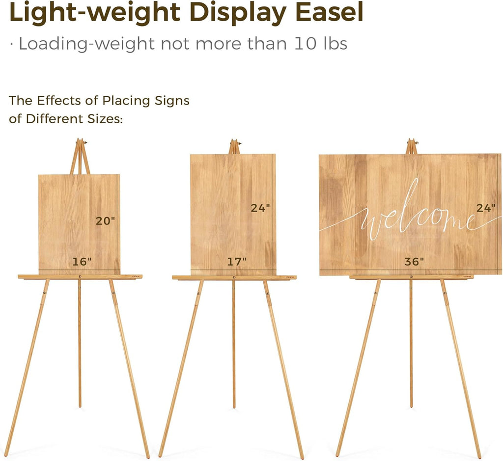 VISWIN 63" Gold Wooden Easel Stand - Tripod Display for Wedding Signs, Posters & Canvas Art