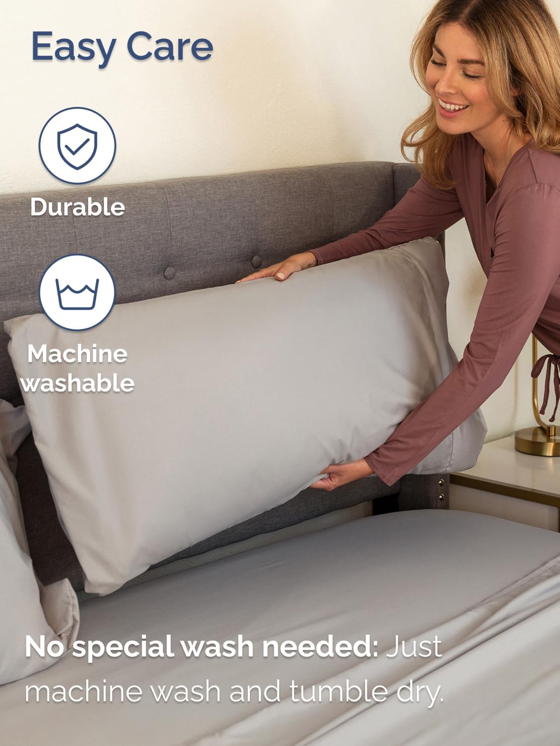 Skiennix Extra Deep Cal King Sheet Set - 6 Piece Breathable Cooling Bedding - Soft Wrinkle-Free Light Grey