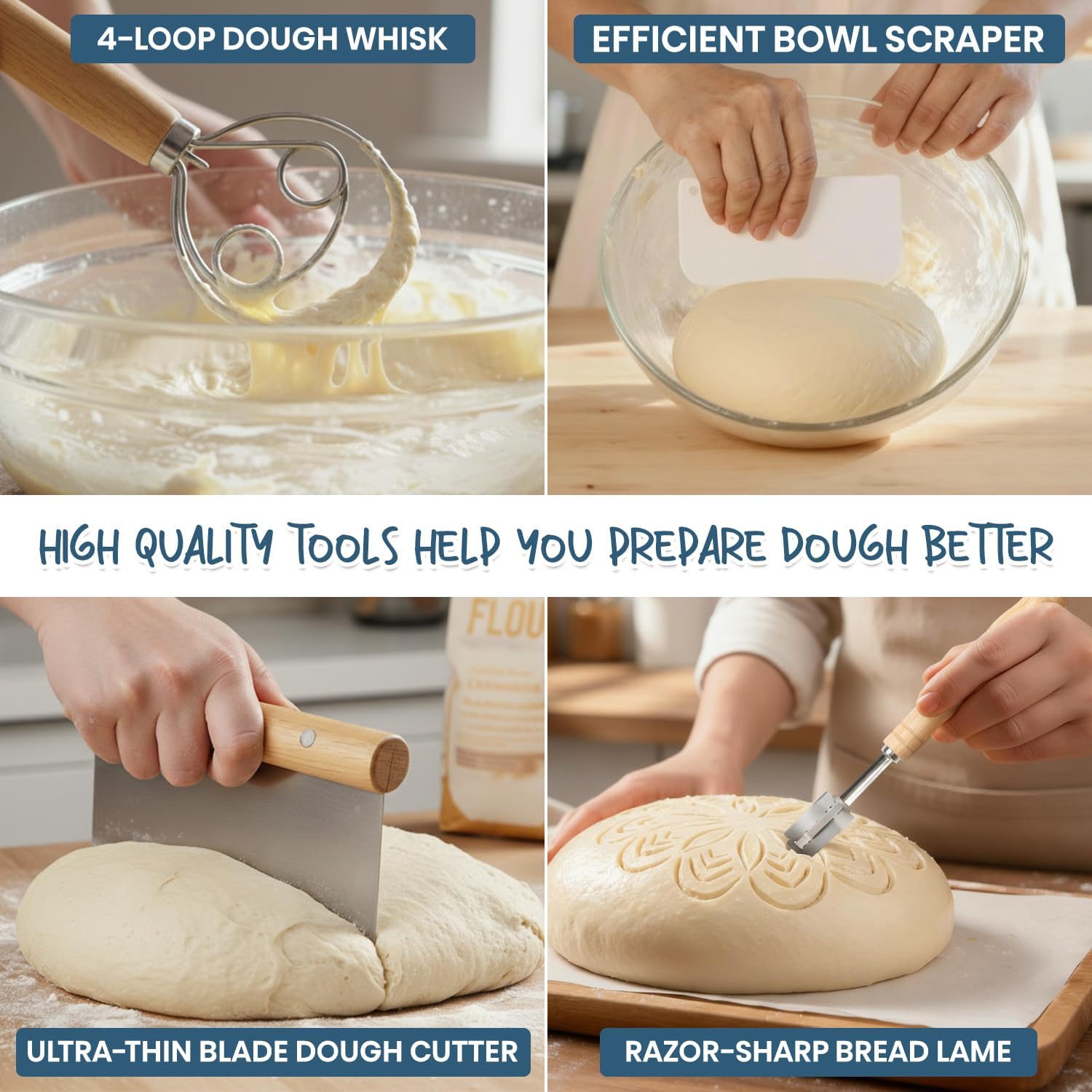 Skiennix Sourdough Starter Kit - 24oz Starter Jar & 9'' Round Proofing Baskets | Perfect Baking Gifts