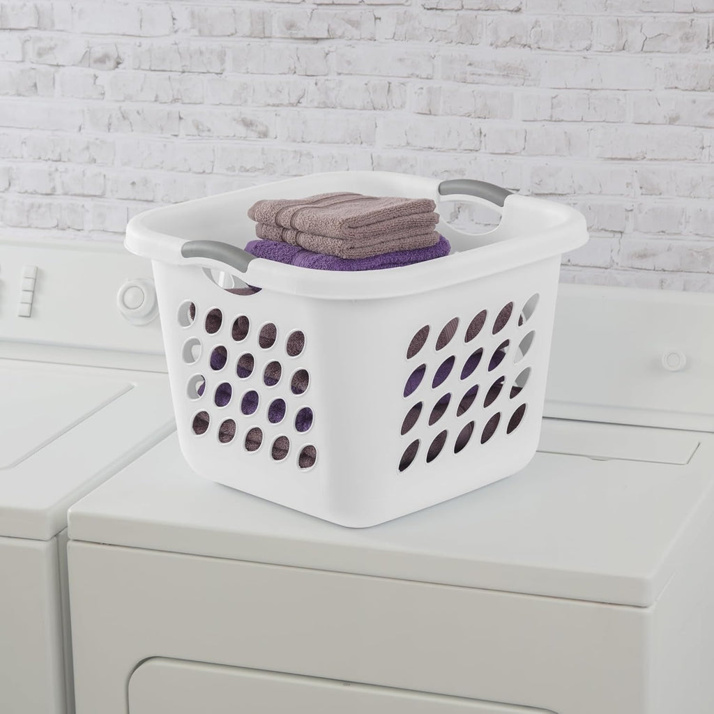 Regine Switzerland Square Laundry Basket - 1.5 Bushel Capacity, Durable Plastic, White