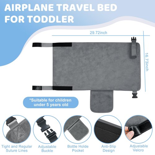 Toddler Airplane Bed, Toddler Airplane Travel Essentials, Plane Seat Extender for Kids, Portable Plane Travel Bed for Long Flight Flying