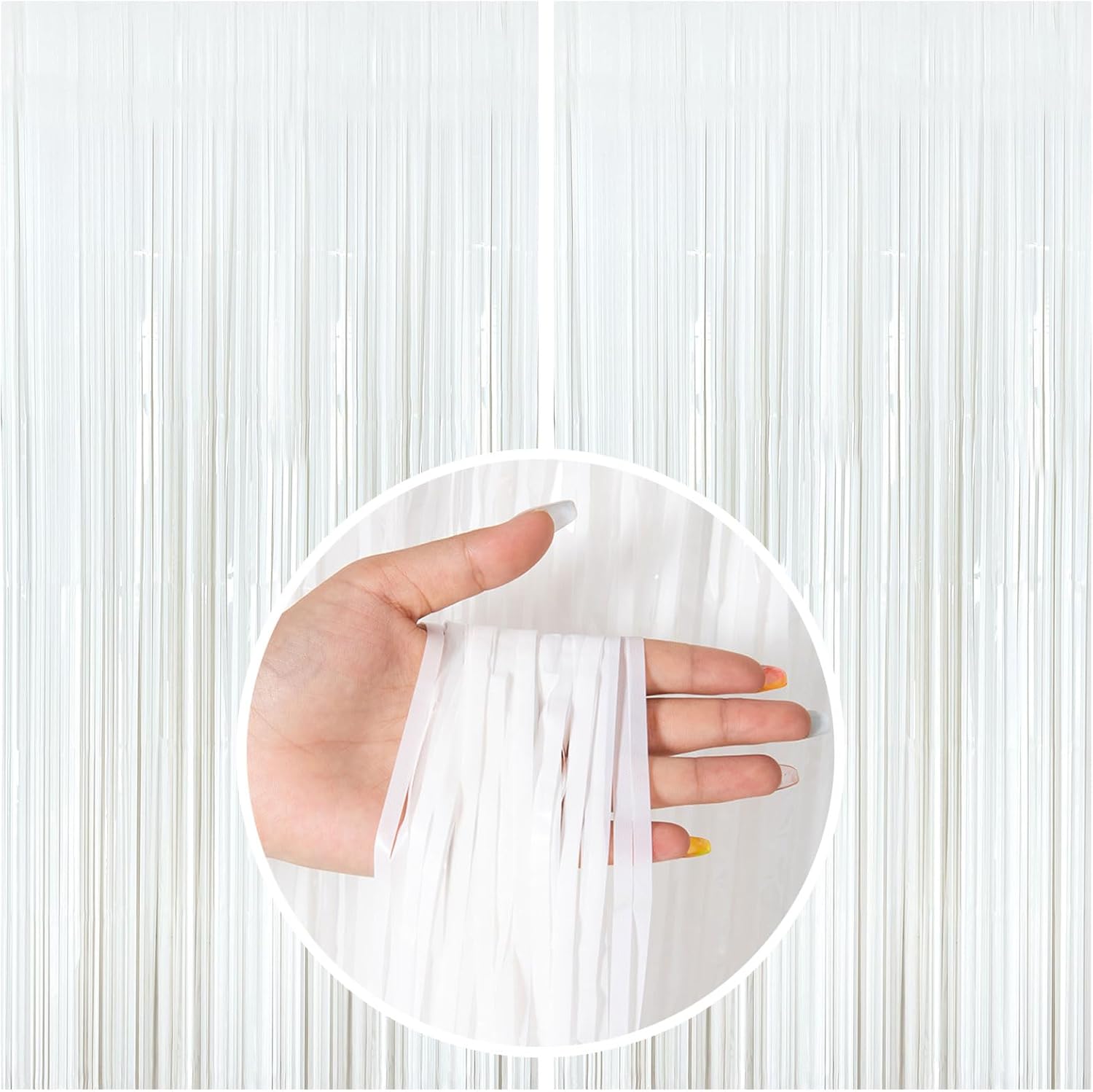 White Foil Fringe Backdrop Curtains by [Brand Name] - Tinsel Streamers for Birthday & Graduation Celebrations