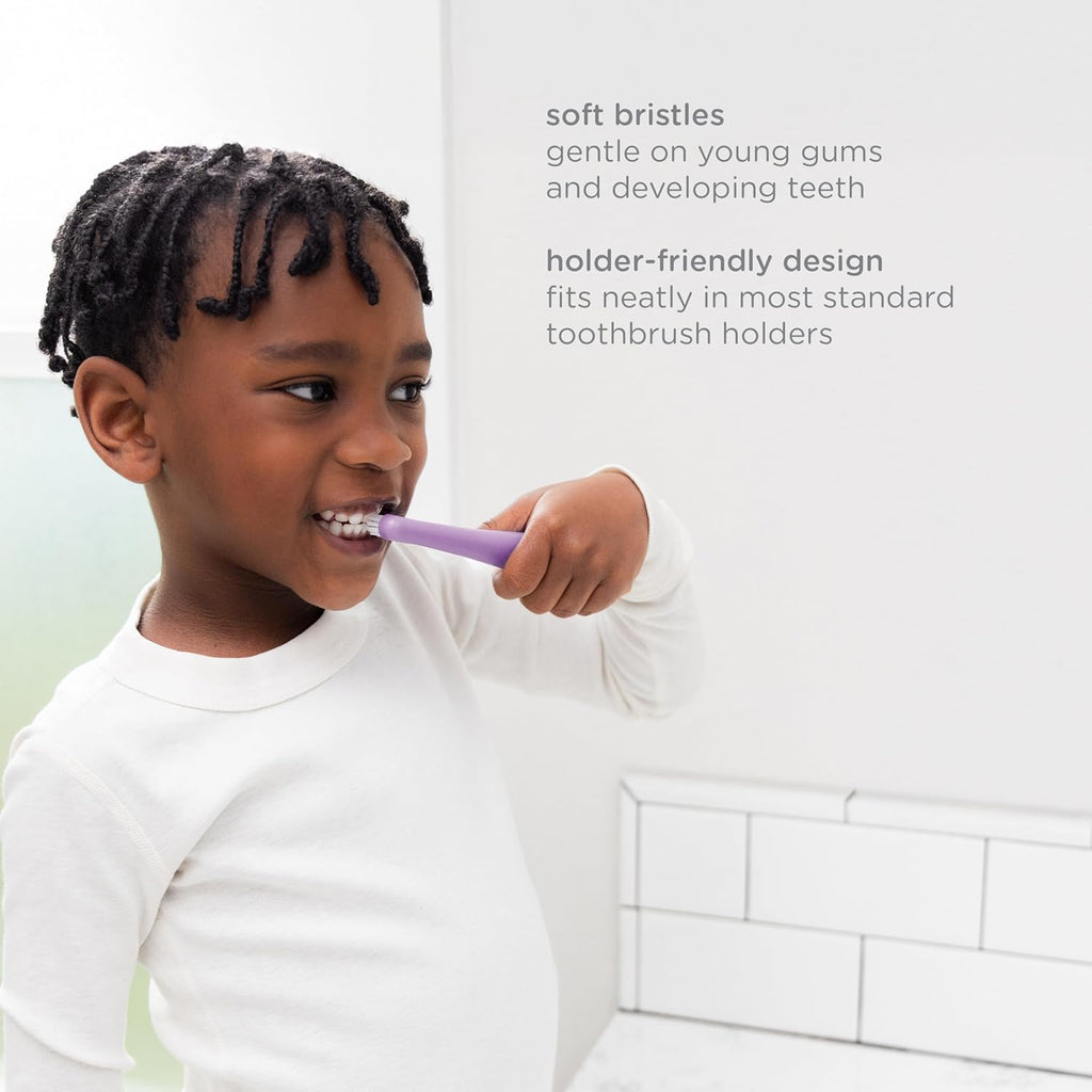 Ubbi Grow With Me Toothbrush Set - Silicone Finger Brush & 360° Soft Bristles - Smoothie Purple